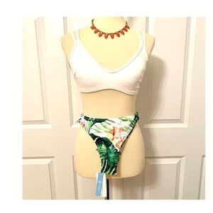 Cupshe 2 Piece White/White Print Bathing Suit 🆕